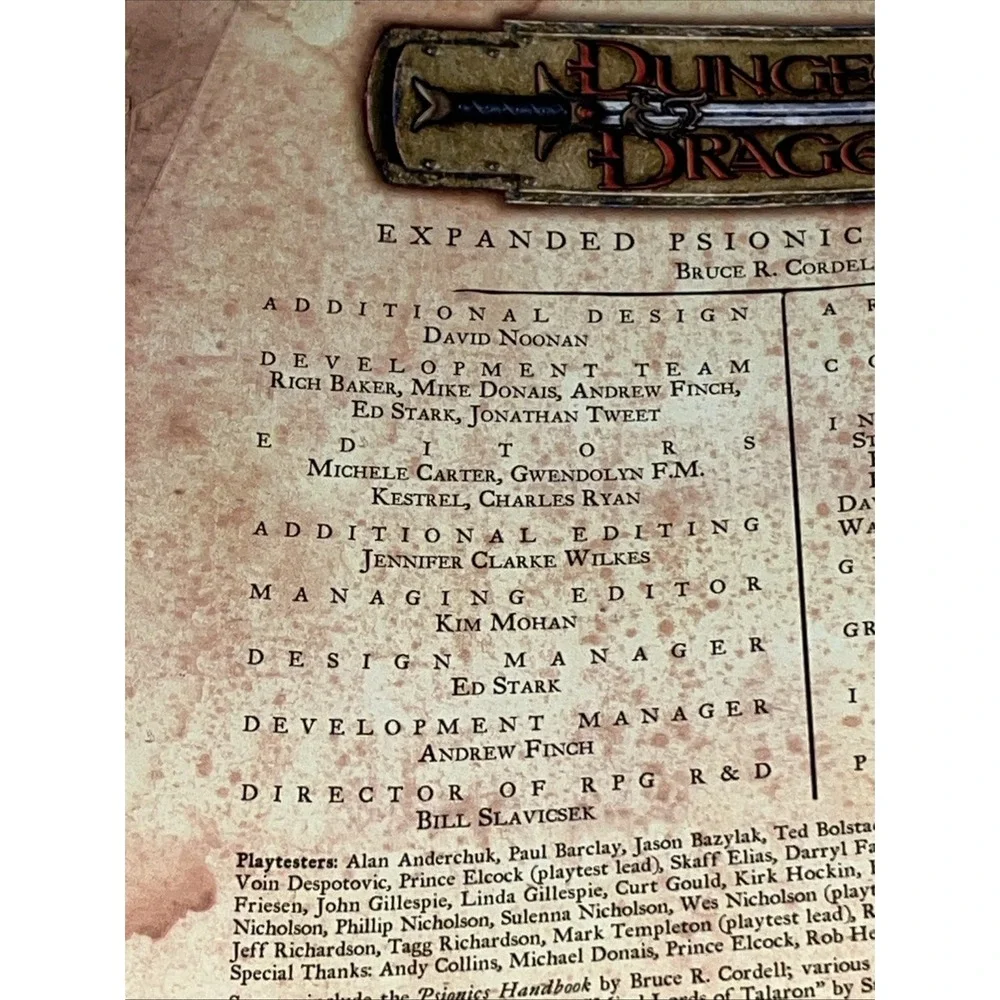 Dungeons & Dragons Expanded Psionics Handbook 1st Printing April 2004 Hardcover